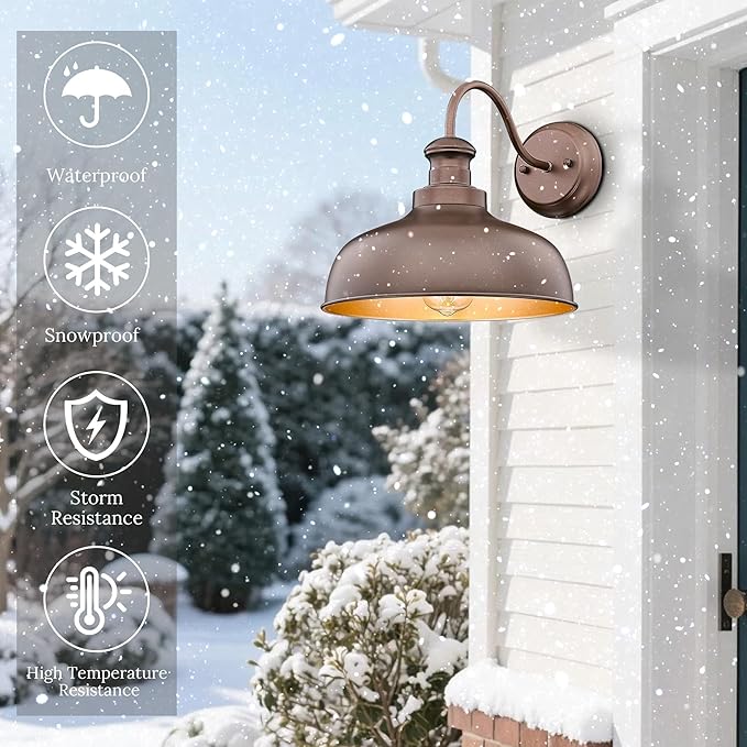 Outdoor Farmhouse Barn Light, Outside Wall Sconce, Weather Resistant Anti-Rust Farmhouse Exterior Wall Light, Outdoor Lantern Lamp for Porch, Garage, Patio, Entryway(Oil-Rubbed Bronze, 4 Pack)