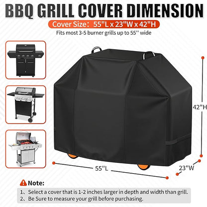 i COVER Grill Cover, 55 inch BBQ Grill Cover for Outdoor Grill, Waterproof BBQ Cover, Fade Resistant Barbecue Gas Grill Covers for Weber, Char-Broil, Nexgrill and More