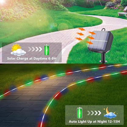 Solar Rope Lights, 2 Packs Total 132ft 400LED Solar String Lights, 8 Modes Waterproof Solar Powered Outdoor Light, Flexible Clear Tube Light for Garden Backyard Patio Deck Pool Tree Decor - Multicolor