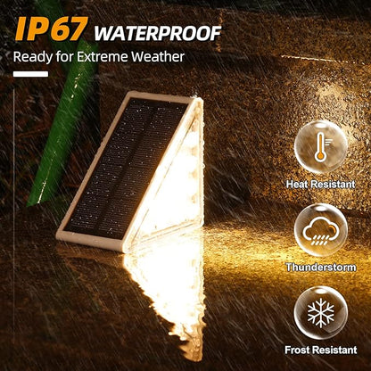 NIORSUN Solar Step Lights,12 Pack RGB Solid Color Changing Solar Stair Lights Outdoor Waterproof IP67 Auto On Off,Solar Lights for Steps,Stair,Patio,Yard,Porch,Front Door,Deck Decor
