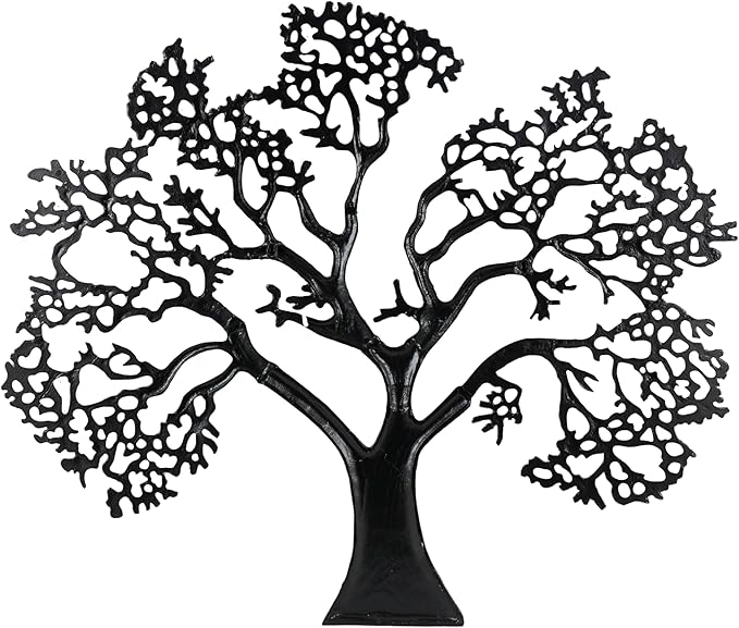 Deco 79 Aluminum Metal Tree Home Wall Decor Large Textured Wall Sculpture, Wall Art 50" x 1" x 41", Black