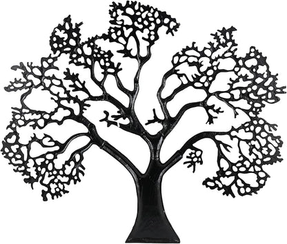 Deco 79 Aluminum Metal Tree Home Wall Decor Large Textured Wall Sculpture, Wall Art 50" x 1" x 41", Black