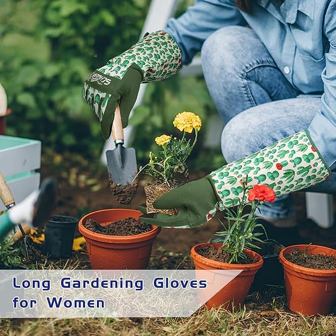 Schwer Gardening Gloves for Women, Rose Pruning Gloves with Reinforced Fingertips & Palm, Touchscreen, Breathable Long Garden Glove for Yard, Gardening Essentials & Supplies, Gifts for Gardener, XL