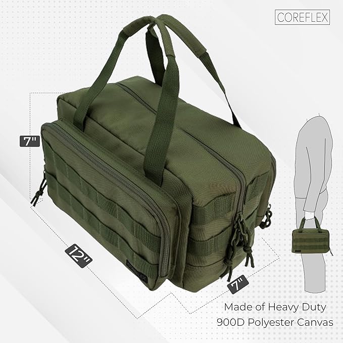 Coreflex 12-Inch Heavy Duty Tool Bag,Tactical,Gear,Range, EDC, Tool Bag for cars, Multi-Purpose Work Bag for Mechanics, Electrician, Carpenters, Builders, Plumbers (Olive Green)