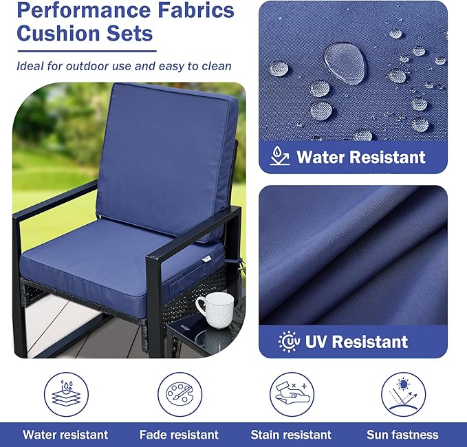 IPYNBAP Outdoor Cushions, Outdoor Chair Cushions 22x22x3 Inch, Cushions for Outdoor Furniture with Removable Cover, Waterproof & Fade Resistant Outdoor Seat Cushions for Patio, Lawn, Navy Blue