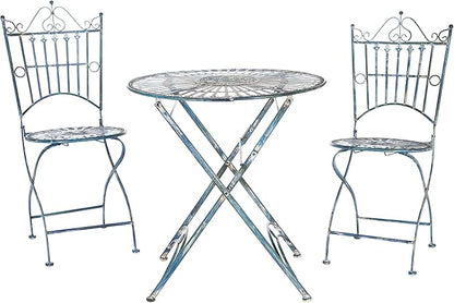 SAFAVIEH Outdoor Collection Belen Antique Blue 3-Piece Bistro Set