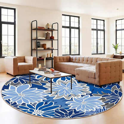 ZonLi Colorful Outdoor Rug 6x6Ft Waterproof Multicolored Indoor Area Rug Washable Outdoor Patio Rugs Tropical Floral Non Slip Outdoor Carpet for Living Room, Pool,Backyard,Deck,Camping
