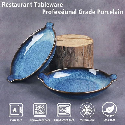 Ceramics Au Gratin baking Dishes Set of 2, Baking Tray Bake ware, 10.5 oz Ramekins, for Pie Pan, Appetizer, Tart, Dessert, Quiche, Oven Small dish, individual dishes, Round 9 Inch