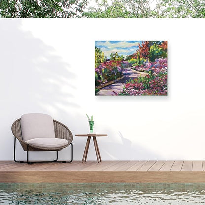 Trademark Fine Art Outdoor Canvas Art - David Lloyd Glover ' WINDING PATH AT ENGLISH GARDEN' Wall Art for Outdoor Spaces, Patios, or Gardens