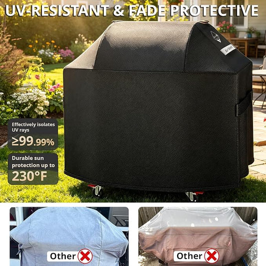 [Upgraded 1000D Heavy Duty Fabric] 63 inch Grill Cover for Weber Genesis 300 Series or II 300 Series and New 2022 Genesis 300,Waterproof 3 Burner Grill Cover,Rip-Proof BBQ Cover,Compared to Weber 7757