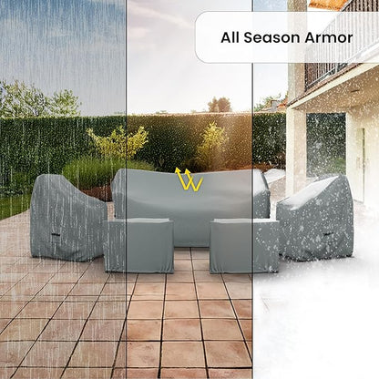 Covers & All Patio Furniture Cover Set, 5 Piece Outdoor Furniture Covers, Water-Repellent UV & Weather Resistant Covers for Sofa, Chairs & Ottomans with Elastic & Padded Handles