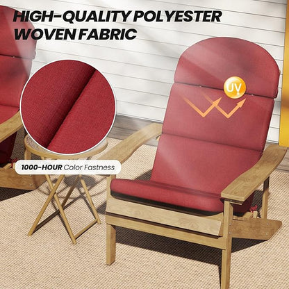 Crestlive 50x19.6 Inch Adirondack Chair Cushion Set of 2, Water Repellent, Fade Resistant, High Back Outdoor Rocking Chair Cushion for Patio, Chili