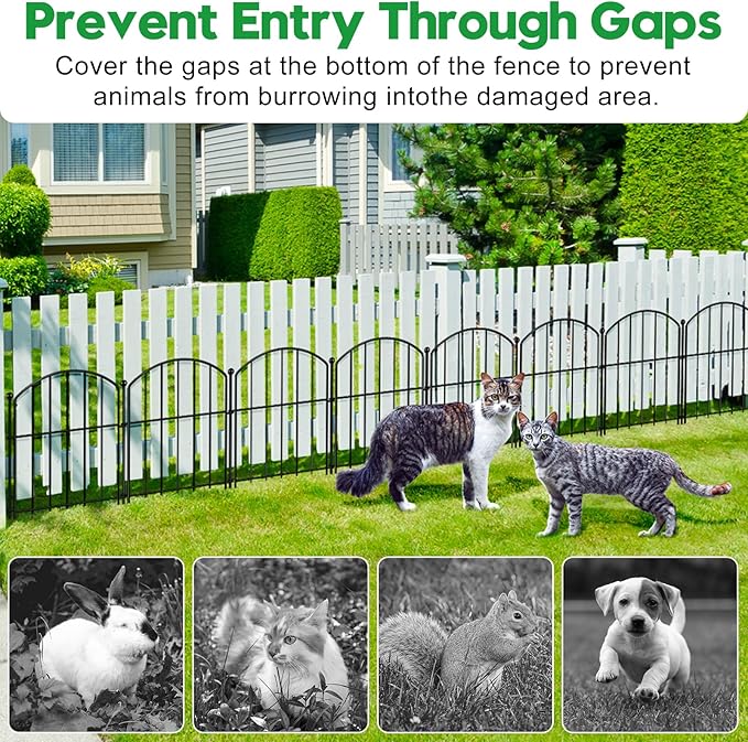 Decorative Garden Fence 17in (H) x20ft (L), Arched Rustproof Metal No Dig Fence for Dogs & Rabbit, Ornamental Animal Barrier for Flower Beds, Border Panels Fencing for Yard & Patio Outdoor Decor