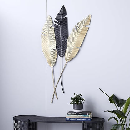 Deco 79 Metal Leaf Wall Decor, 24" x 1" x 53", Gold