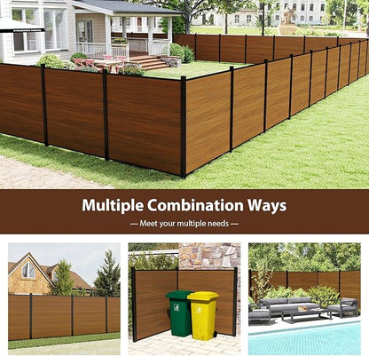 72" W x 72" H Outdoor Privacy Fence with Sturdy Alloy Post, Tall Wind Resistant Fence Covering Privacy for Yard Backyard Garden and Swimming Pool(Brown,1 Post)
