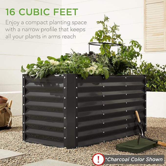 Best Choice Products 4x2x2ft Outdoor Metal Raised Garden Bed, Deep Root Planter Box for Vegetables, Flowers, Herbs w/ 119 Gallon Capacity - Galvanized