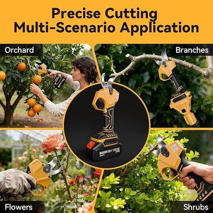 2-in-1 Pole Pruning Shears, 1.4" Cutting Diameter Cordless Electric Pole Pruners - Brushless Motor, 2x4.0Ah Batteries, Extra SK5 Blade, 4 Modes Adjustable Branch Cutter for Garden & Flower (Blue)