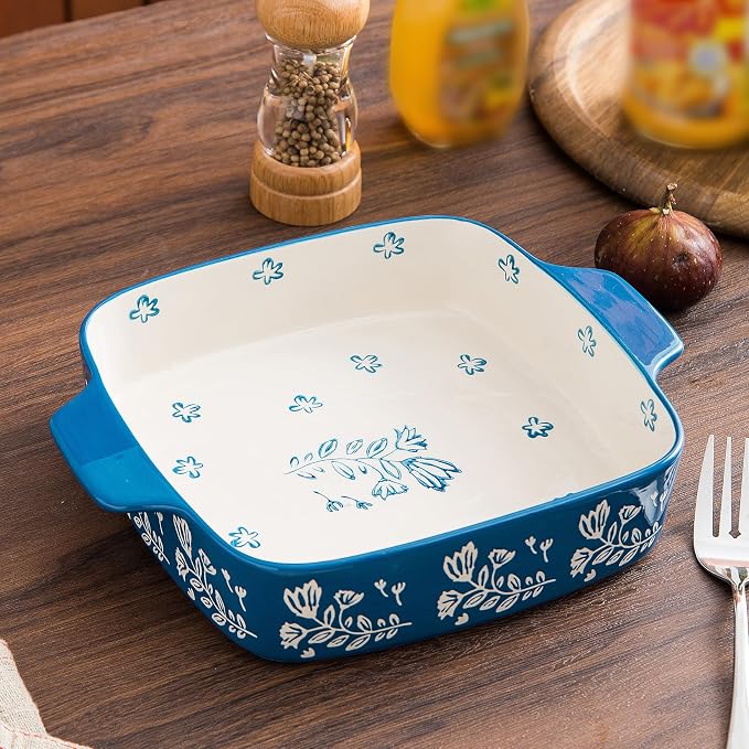 Wisenvoy Baking Dish Ceramic Brownie Pan 9x9 Baking Pan Casserole Dish Lasagna Pan Square Rose Bakeware Sets