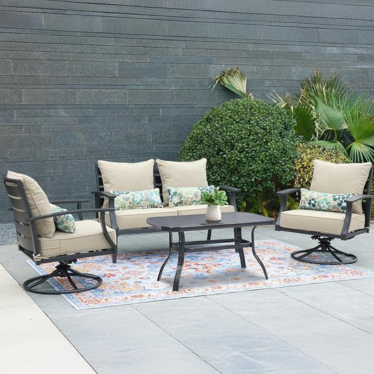 Aoodor Outdoor Chair Cushion, 22 x 24 Inch Water-Resistant, Fade-Resistant Olefin Frbric Patio Seat Cushions with Removable Cover and Adjustable Straps for Outdoor Furniture, Set of 2, Brown