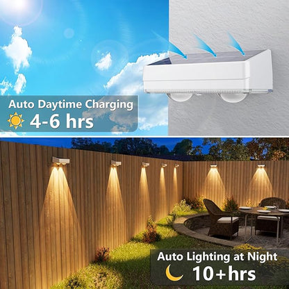 VOLISUN Solar Fence Lights Outdoor 8 Pack, 10 Colors ＆ Color Changing Fence Lights Solar Powered, IP65 Waterproof Solar Lights for Fence, Garden, Patio, Backyard, Railing, Deck, Wall, Pool（White）