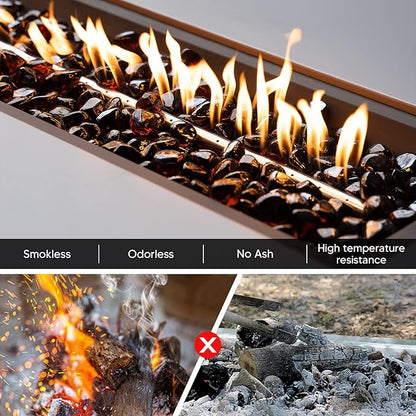 Mr. Fireglass 10 Pounds Diamond Fire Glass, 1 inch High Luster Reflective Fire Pit Glass Rocks for Propane & Natural Gas Fire Pits Fireplace & Lanscape, Amber
