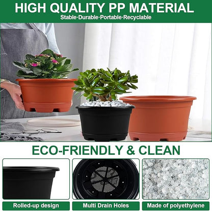 Outdoor Flower Pots 5 Packs 13 inch pots for Plants Modern Decorative Garden Pot with Saucer, Lightweight Large Resin Planters for Indoor Plants,Decorative Resin Plant pots