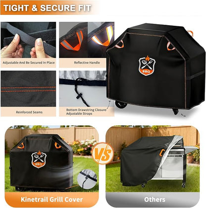 Grill Cover, Universal 48" BBQ Grill Cover for Outdoor Grill, Waterproof, Weather Resistant, Fade Resistant Gas Grill Cover with Adjustable Double Straps for Weber, Char-broil, Nexgrill, etc