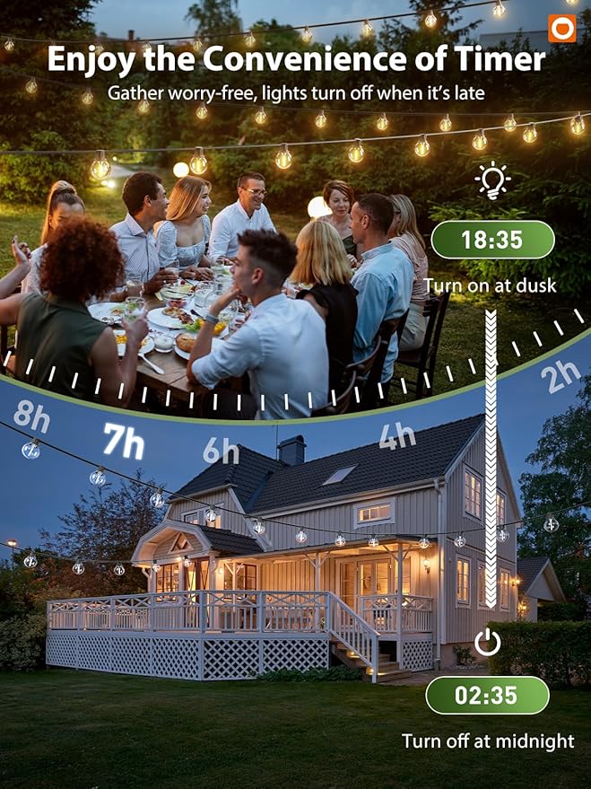 addlon 150FT Solar String Lights Outdoor Waterproof with Remote, Dimmable Commercial Grade Solar Powered String Lights with 80 LED Bulbs, Hanging Light for Camping Backyard Party Decor