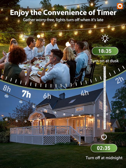 addlon 150FT Solar String Lights Outdoor Waterproof with Remote, Dimmable Commercial Grade Solar Powered String Lights with 80 LED Bulbs, Hanging Light for Camping Backyard Party Decor