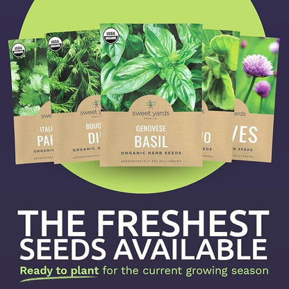 Organic Herb Seeds Variety Pack - 10 Individual Packs - 2026 Season - Basil, Cilantro, Dill, Thyme, Parsley and More! for Indoor & Outdoor Planting (Non-GMO, Certified Organic)