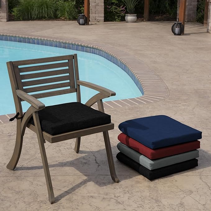 Arden Indoor/Outdoor Seat Or Rocking Chair Cushion, 19 x 18, Water Repellent, Rain Proof, Fade Resistant Cushion for Rocking Or Dining Chairs Black Leala