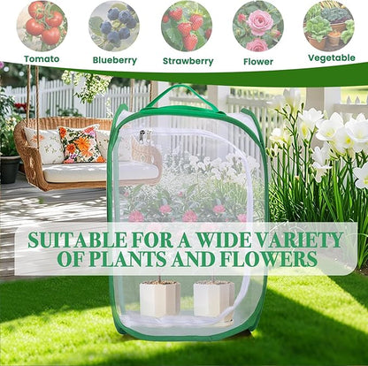 Gardon Mesh Plant Enclosure, Pop-Up Mesh Plant Cover from Pests, Birds, Animals, Plant Netting Cage for Tomato, Fruit, Vegetables, Flowers with Zipper Door 24 x 24 x 36 Inch