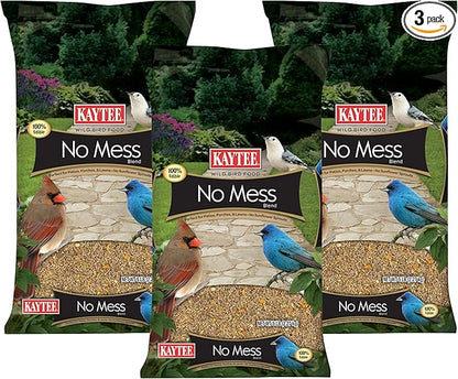 Kaytee Wild Bird No Mess Food Seed Blend for Blue Jays, Woodpeckers, Juncos, Cardinals, Grosbeaks, Sparrows, and Finches, 5 Pound (Pack of 3)