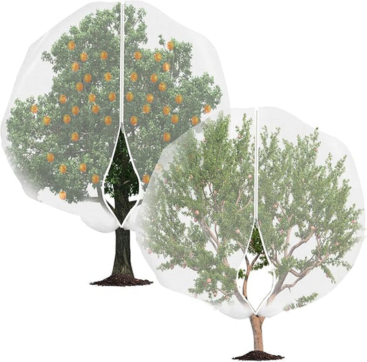 Large Fruit Tree Netting, 2 Pack 10x10Ft Garden Netting Pest Barrier Mesh Covers Bags with Zipper and Drawstring Insect Bird Cover Netting Plant Protection Covers for Vegetables Bushes