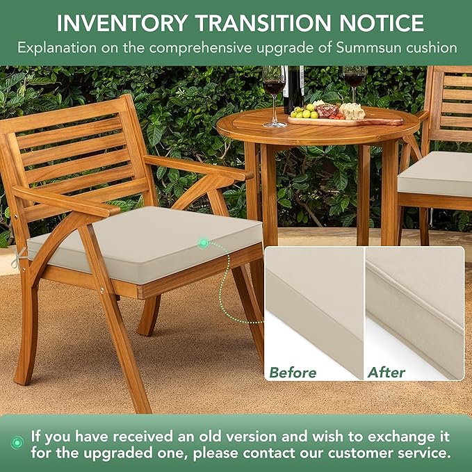Outdoor Chair Cushions Set of 4: Waterproof & Fade Resistant Seat Cushion for Patio Furniture - 18.5 x 16 x 2 Inch Chair Pads with Ties and Hidden Zipper - Patio Chair Cushion Replacement, Beige