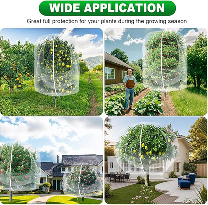 2 Pack Large Fruit Trees Netting 8ftx10ft with Zipper&Drawstring Garden Birds Net Mesh Insect Netting Plant Covers Protection Bags for Blueberry Bushes Shrubs Vegetables Flowers Herbs