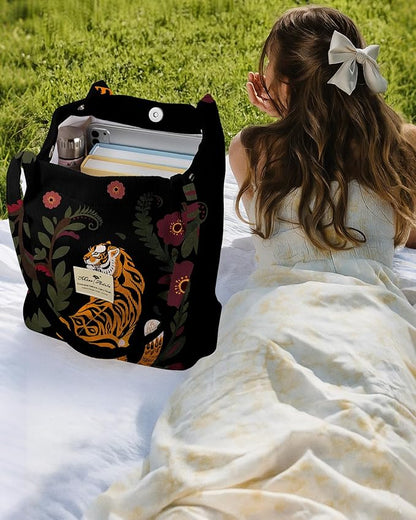 Miss Adola Corduroy Tote Bag for Women - Reusable Totes with Magnetic Buckle & Pocket Aesthetic Design Work Grocery Bags