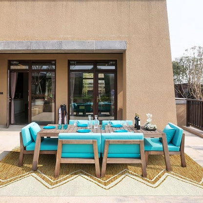 Home Dynamix Nicole Miller New York Patio Sofia Leon Indoor/Outdoor Area Rug, 5'2"x7'2", Ivory/Mustard
