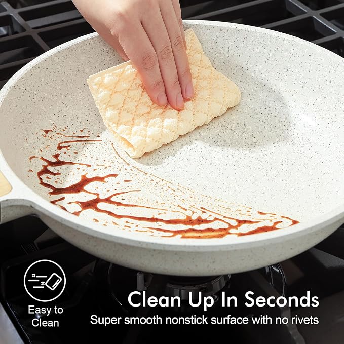 SENSARTE Nonstick Ceramic Frying Pan Skillet, 10 Inch Omelet Pan, Healthy Non Toxic Chef Pan, Induction Pan with Heat Resistant Handle, PFAS-Free