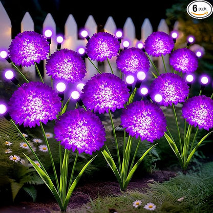 Solar Garden Lights, 6 Pack Solar Purple Swaying Firefly Lights with Flowers, Waterproof Purple Halloween Flowers Light Outdoor for Garden Patio Yard Fall Decoration, Gifts for Women Mother's Day