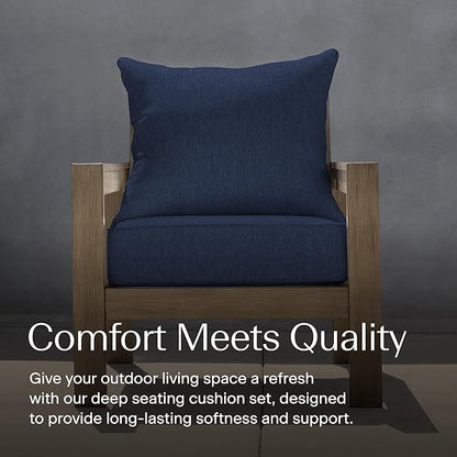 Honeycomb Outdoor Heritage Deep Seat, 24 x 23, Textured Solid Indigo Blue Chair Cushion for Patio Furniture