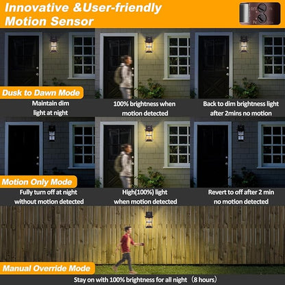 Large Oil Rubbed Bronze Motion Sensor Outdoor Lights 15.5inch - Dusk to Dawn Outdoor Lighting, Waterproof Porch Lights Outdoor Wall Sconce, Exterior Light Fixtures for House, Garage Anti-Rust