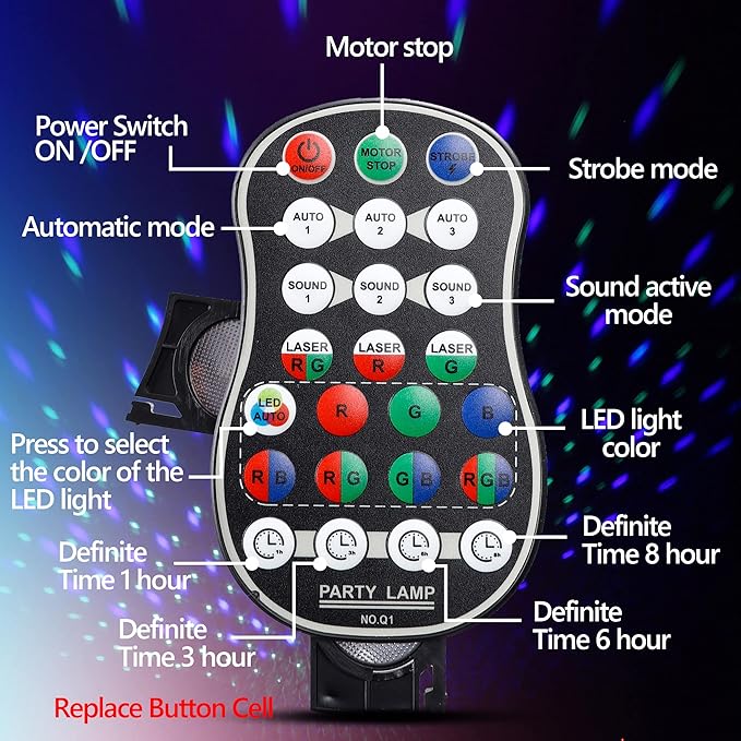 Party Dj Disco Stage Light, Sound Activated Strobe Stage Lights, LED RGB Rave Flashing Lights with Remote Control for Parties Birthday Gift Wedding Karaoke Bar Club Dance Home Halloween Decorations