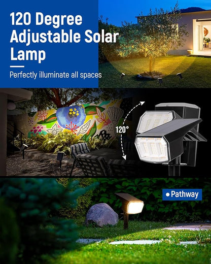 AUDERWIN Solar spotlights Outdoor 63 LED 3 Lighting Modes, IP65 Waterproof Lighten Yard Garden House Garage Pathway for Christmas Decorations-6 Pack