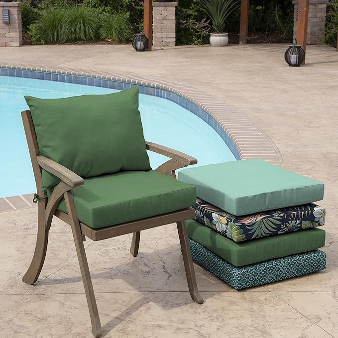 Arden Outdoor Dining Chair Cushion, 21 x 21, Rain-Proof, Fade Resistant 21 x 21, Moss Green Leala