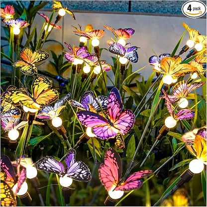 TONULAX Solar Garden Lights - 4 Pack Swaying Butterfly Light, Swaying in The Wind, Solar Outdoor Lights, Yard Patio Pathway Decoration, High Flexibility Iron Wire & Realistic Butterflies(4 Pack)