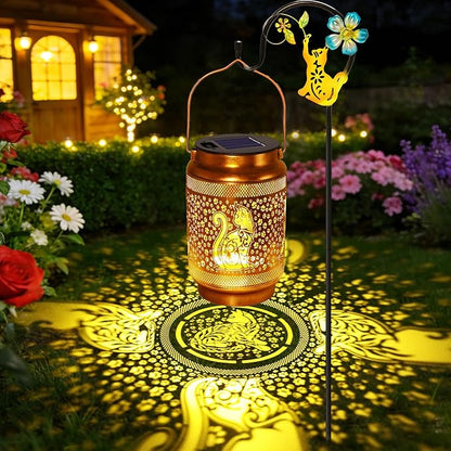 Cat Solar Lanterns Outdoor Waterproof Solar Garden Decor, Birthday Gifts for Mothers Day Women Mom Grandma, Metal Hanging Lights with Shepherd Hook for Outside Yard Patio Pathway Backyard Porch