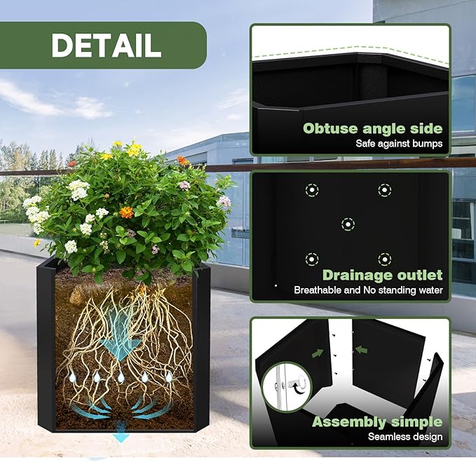 Steel Planter Box-24"x24"x24"-Large Square Planter Box-Outdoor Indoor-Cube Steel Planter Heavy Duty Black Metal Planter Box Commercial Residential for Home Garden Porch Hotel Patio