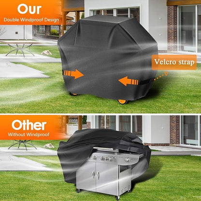 Grill Cover 55inch 600D 4.2LB Heavy Duty BBQ Gas Grill Cover for Outdoor Outside, Waterproof, Anti-UV Material for Char-Broil, Monument, Dyna-Glo (SKZ)