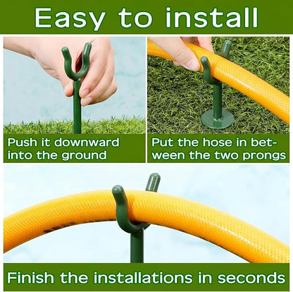 Taiyin 20 Pcs 1'' Garden Hose Holder Brackets Garden Guide Holder Decorative Outdoor Guide Stakes Support Spike Plant Tool to Keep off Lawn for Yard (Green)